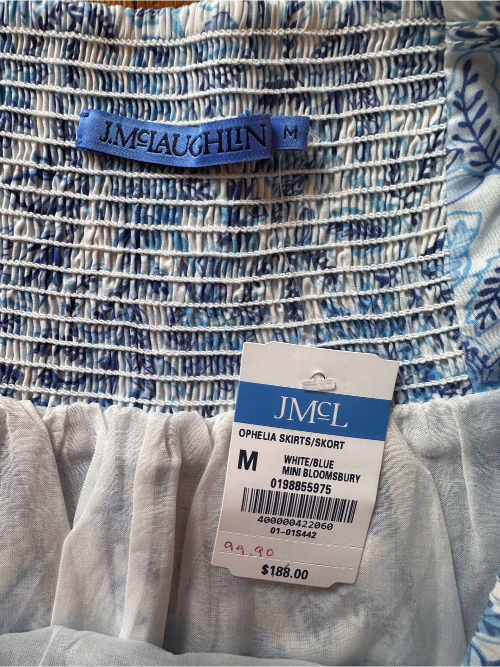 NWT J. McLaughlin Ophelia Blue Voile Floral Tiered Cotton Ruffle Maxi Skirt - Picture 7 of 10